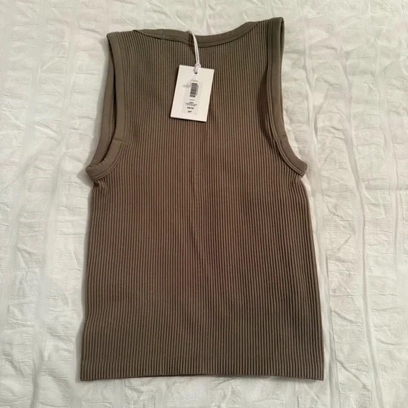 Sunday Best Ribbed Sundried Olive Crew Ribbed Tank - Picture 2 of 3